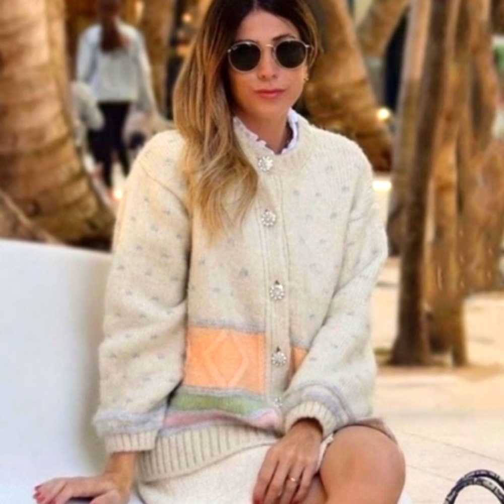 ZARA Pastel Cardigan Sweater with Jewel Buttons Size Small